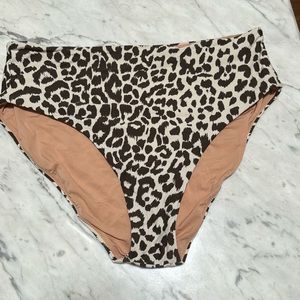 Jcrew leopard bikini bottom. Full coverage back. Lined XL